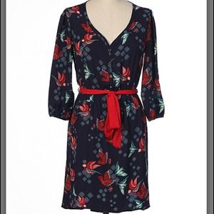 Navy & Red Bird Dress