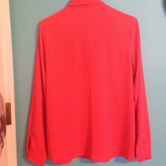Forever 21 long sleeve orange button up top - Picture 2 of 2
