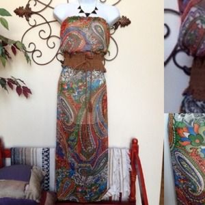 Paisley strapless maxi