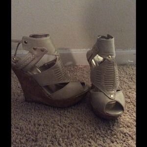 Nude wedge sandals