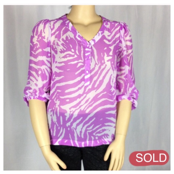 Zebra SPL Pink  3/4 sleeves sheer blouse