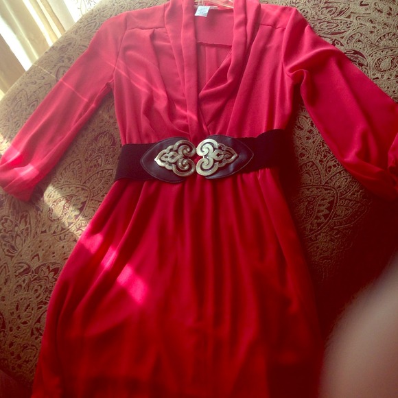 AGACI -Salmon Breeze Buckle Dress