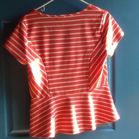 ORANGE AND WHITE PEPLUM TOP! NWOT - Picture 2 of 2