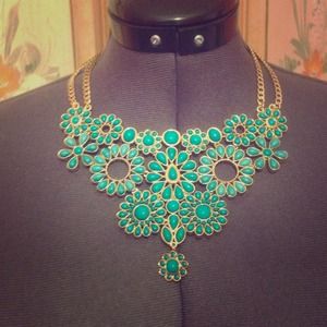 Gold and turquoise bib necklace from Amrita Singh