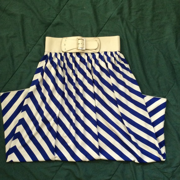 Royal Blue Chevron Maxi Skirt