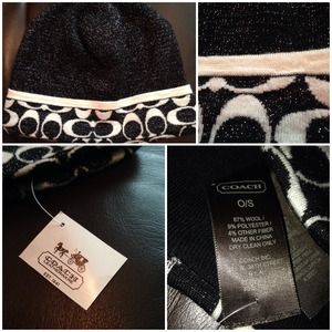 Coach brand "Signature Metallic" beanie hat
