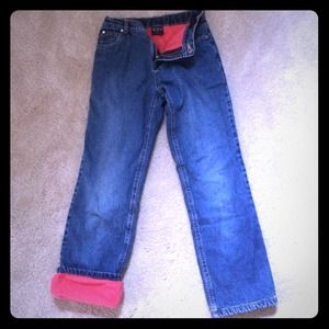 Girls size 8 fleece lined jeans adjustable waist.