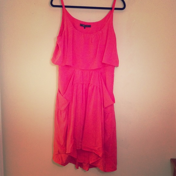 Bcbg coral silk dress. Size med. high low dress