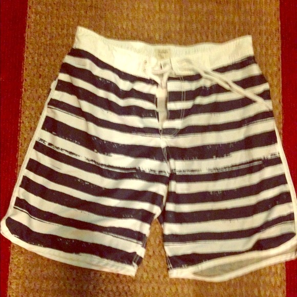 Old Navy Swim Trunks Size: L Navy Blue And White!