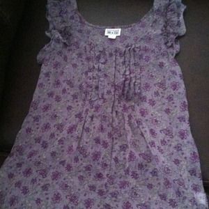 Converse One Star sheer purple flower blouse