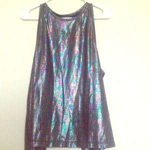 Metallic Watercolor Top w/ Open Back NWT