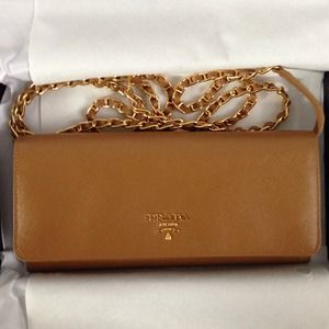 Prada caramel wallet/clutch