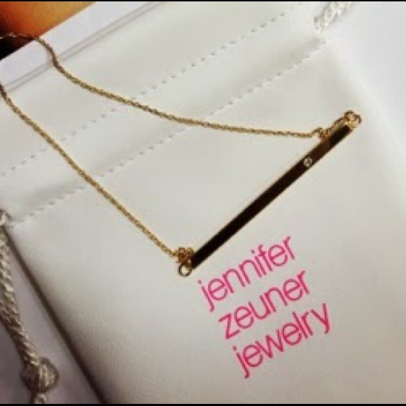 NEW! Jennifer Zeuner YLW Gold Diamond Bar Necklace - Picture 3 of 4