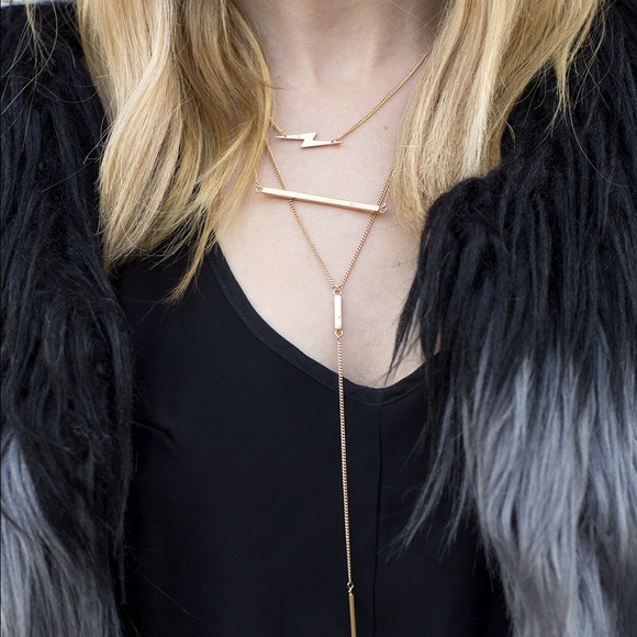 NEW! Jennifer Zeuner YLW Gold Diamond Bar Necklace - Picture 4 of 4