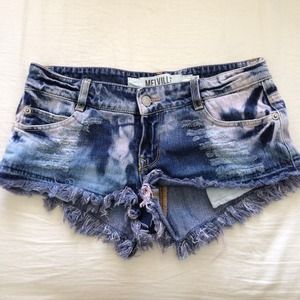 Brandy Melville Destroyed Acid Denim Shorts