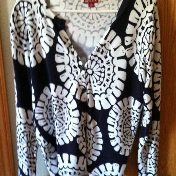 New condition navy and white button up sweater.