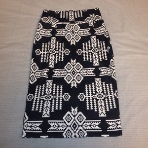 Black and White Midi Skirt