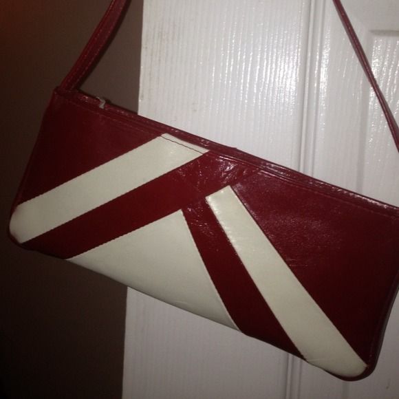 Red and white purse