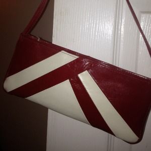 Red and white purse