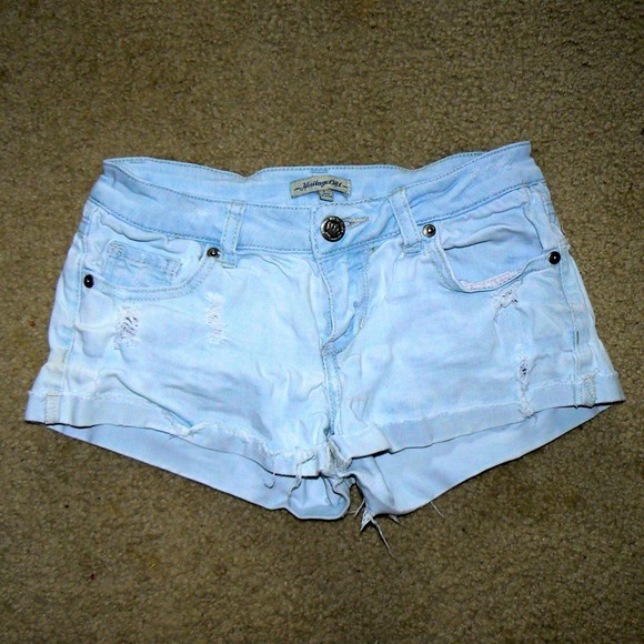 Light Wash Distressed Denim Shorts