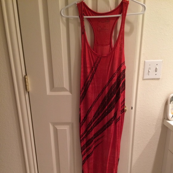 FREE PEOPLE red feather racerback maxi dress
