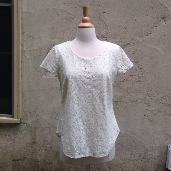 Cynthia Rowley Ivory Lace Top sz M - Picture 2 of 4