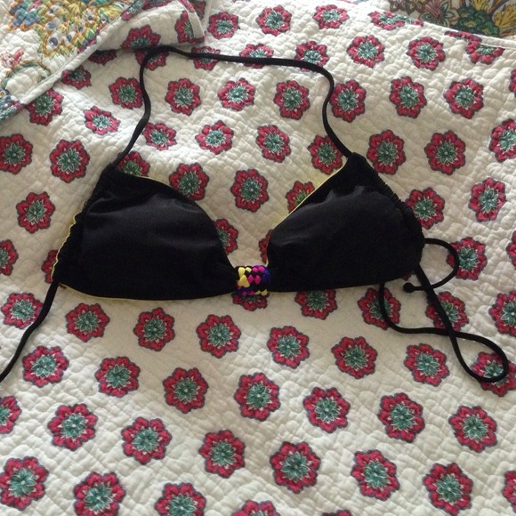 Reversible black and yellow bikini top