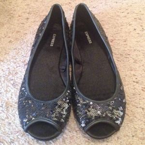 Black sequin flats