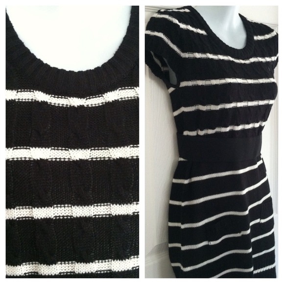 Black and white striped dress