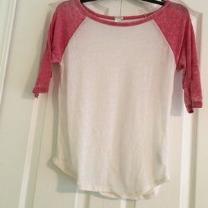 White and red baseball tee