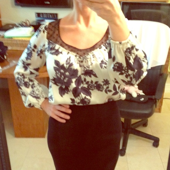 Cynthia Steffe from Saks, 100% silk with lace neck