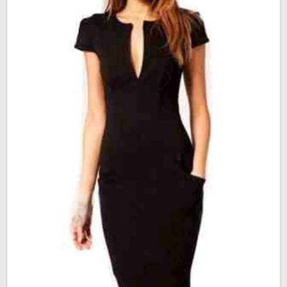 Asos Pencil Dress Midi Knee Length in Black