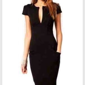 Asos Pencil Dress Midi Knee Length in Black