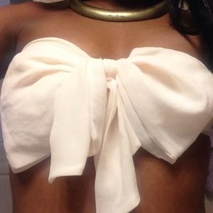 Cream bow bandeau top