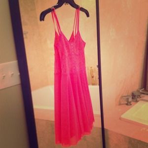 Neon Pink Lace Skater Dress