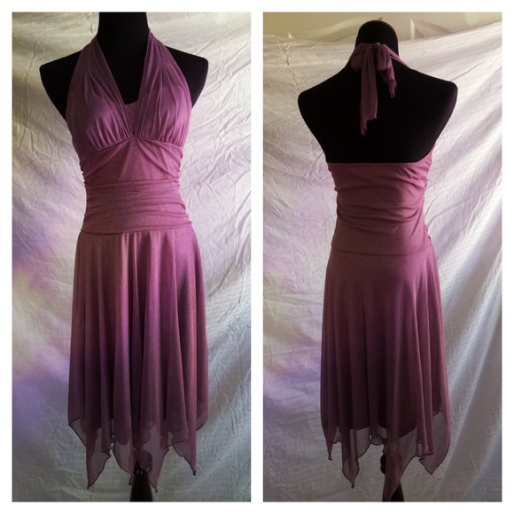 Halter top handkerchief hem party dress