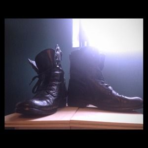 Freshly re-cobbled and shined vintage laces boots