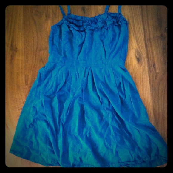 Lined spaghetti-strap teal dress