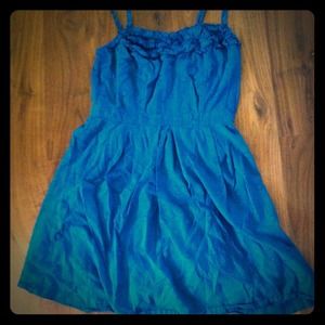 Lined spaghetti-strap teal dress