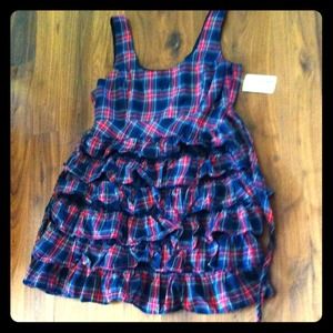 Plaid ruffled, tiered summer dress