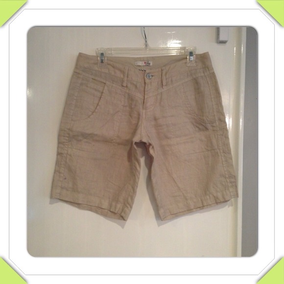 Joie Linen Khaki Knee Length Shorts