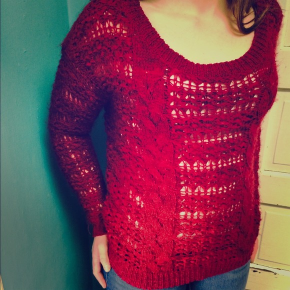 Burgundy knit sweater