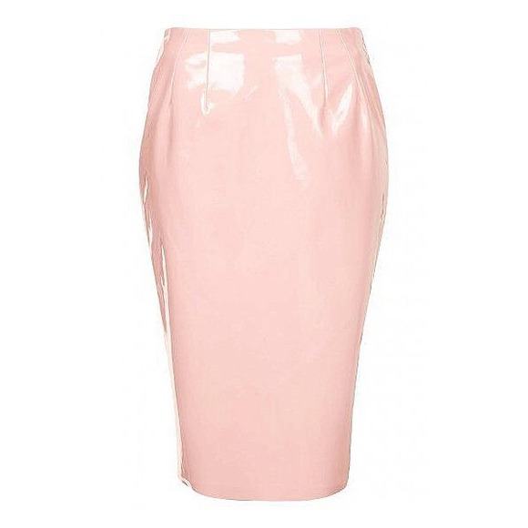Baby Pink Mircia PVC Midi Skirt In Size 4.