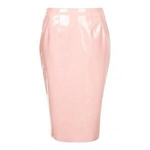 Baby Pink Mircia PVC Midi Skirt In Size 4.