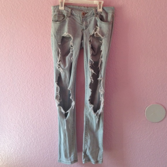 Ripped Light Blue Denim Jeans