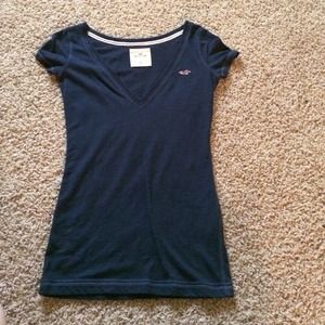 Navy Hollister V- Neck T- Shirt