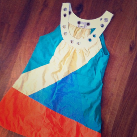 Asymmetric color-blocked sundress