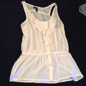 Tan chiffon, peplum blouse