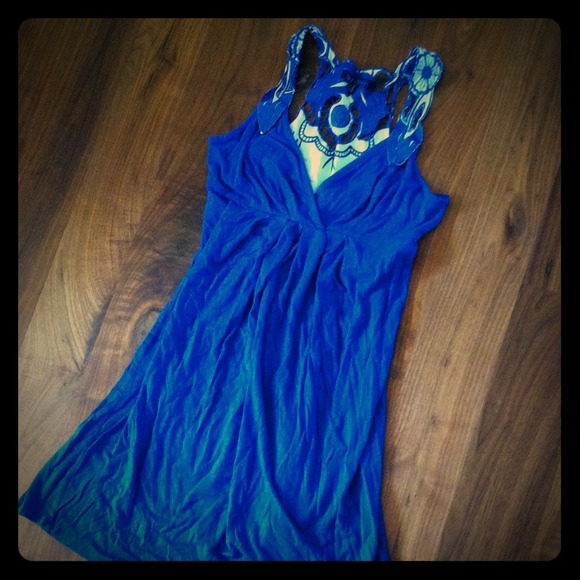 Aqua blue dress with gorgeous cut-out back