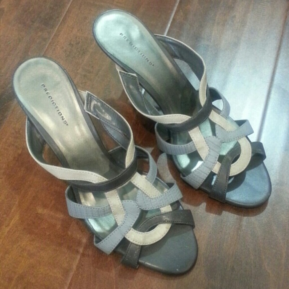 Cream blue and brown sandals